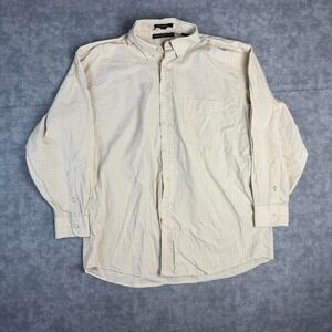 Tommy Hilfiger Button Up Shirt Beige Plaid Classic Fit Size 16 32/33